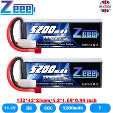 2X Zeee 3S Lipo Battery 50C 5200mAh 11.1V T Plug for RC Car Truck Airplane Boat