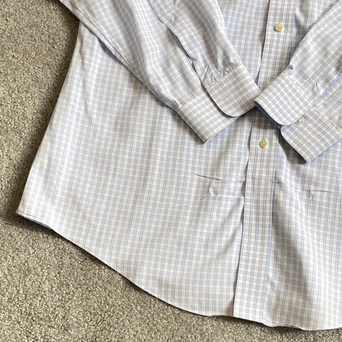 - Brooks Brothers Button Up Plaid Shirt in Blue and White 17-36 - Picture 3 of 5