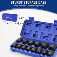 Workpro 12drive Shallow Impact Socket Set Metric Cr-v Steel 6-point Socket Set