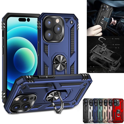 Luxury Hybrid Armor Ring Stand Cover Case For 15 14 13 12 11 Pro Max XR 8 7 SE - 第 2/19 張圖片