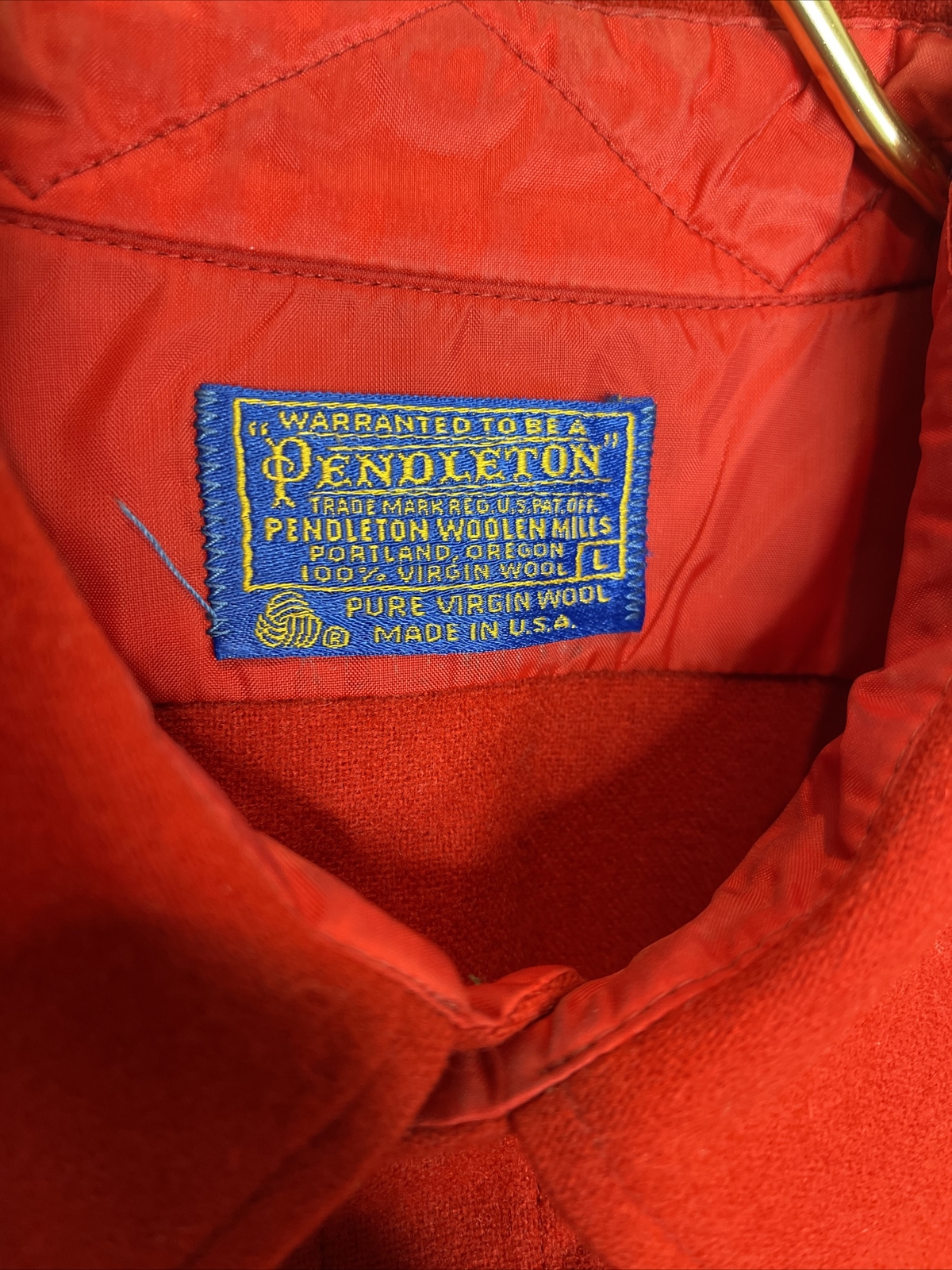 Mens Vintage Pendleton Solid Red Wool Long Sleeve… - image 7