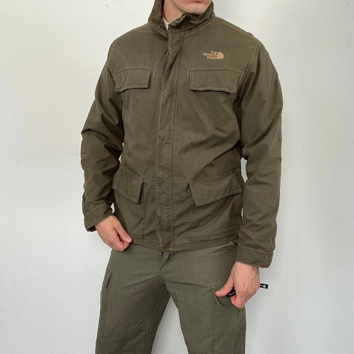 The North Face Cargo Jacket Mens Size M Khaki Field TNF Military Pockets .  | eBay