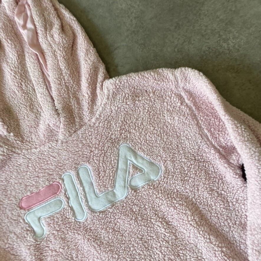 Fila Felpa con Cappuccio Donna XL Sherpa Fleece Teddy Felpa Morbida Pull Over Rosa