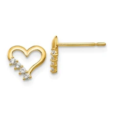 Real 14kt Yellow Gold Madi K CZ Children's Heart Post Earrings