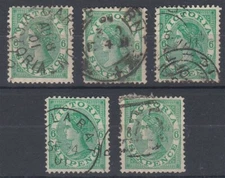 AUSTRALIA VICTORIA 1901 6d. EMERALD WITHOUT POSTAGE x5 (ID:131/D30086)