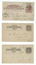 Three Postal Cards, with Leavitt Machine Cancels, Washington, Baltimore & Boston