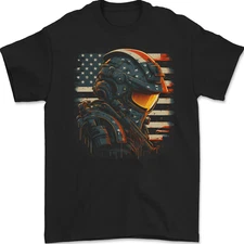 Futuristic USA Space Pilot Astronaut Mens T-Shirt 100% Cotton