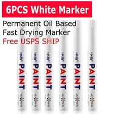 6PC White Paint Pen Marker Waterproof Permanent Car Tire Lettering Rubber Letter
