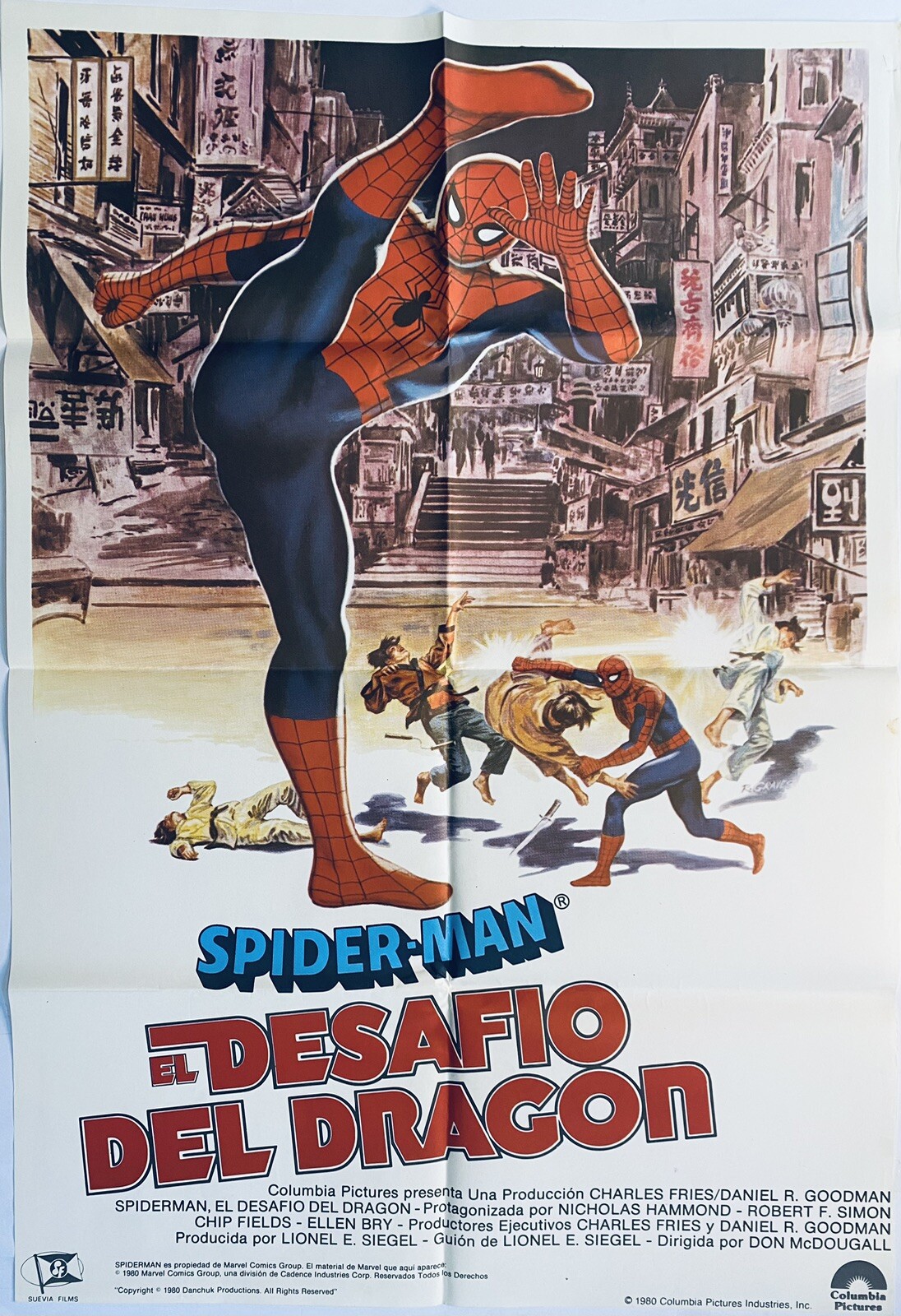 Original vintage old Spanish classic film movie Spideman Comic Marvel B1 poster