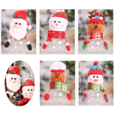 Lovely Christmas Candy Jar Plastic Storage Bottle Xmas Sweet Box Gift For Kids