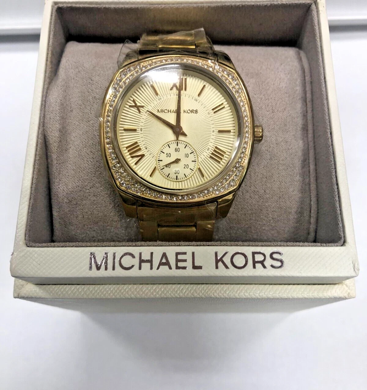 Orologio Nuovo con Etichette Michael Kors Tono Oro con Lunetta Cristallo Prezzo al dettaglio al dettaglio $275 00 mk 6134