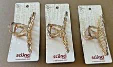 Scunci Claw Clip Crystal Gold Tone Styling Hair Clip Lot of 3 Beautiful 4.5" New