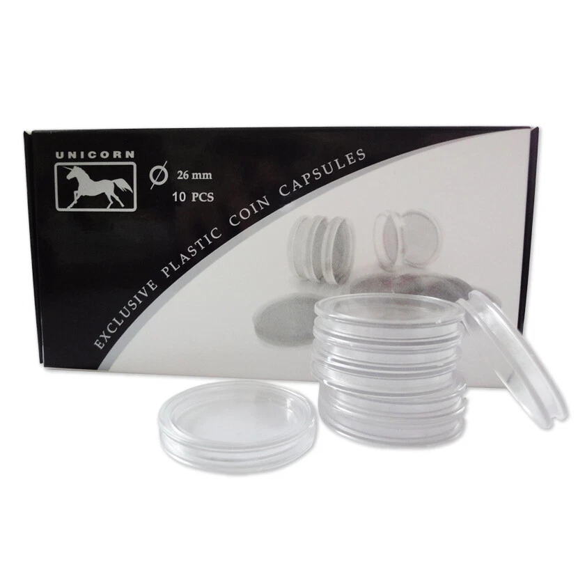 UNICORN Münzkapseln, innen 26 mm passend für 2 Euro Münzen, Kunststoff