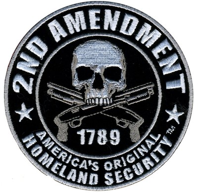 2ND AMENDMENT Patch groß Aufnäher Aufbügler Backpatch HOMELAND SECURITY SKULL 