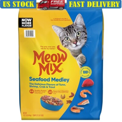 Seafood Medley Dry Cat Food 14.2lb Kibble Tuna Shrimp Crab Trout Nutrition New