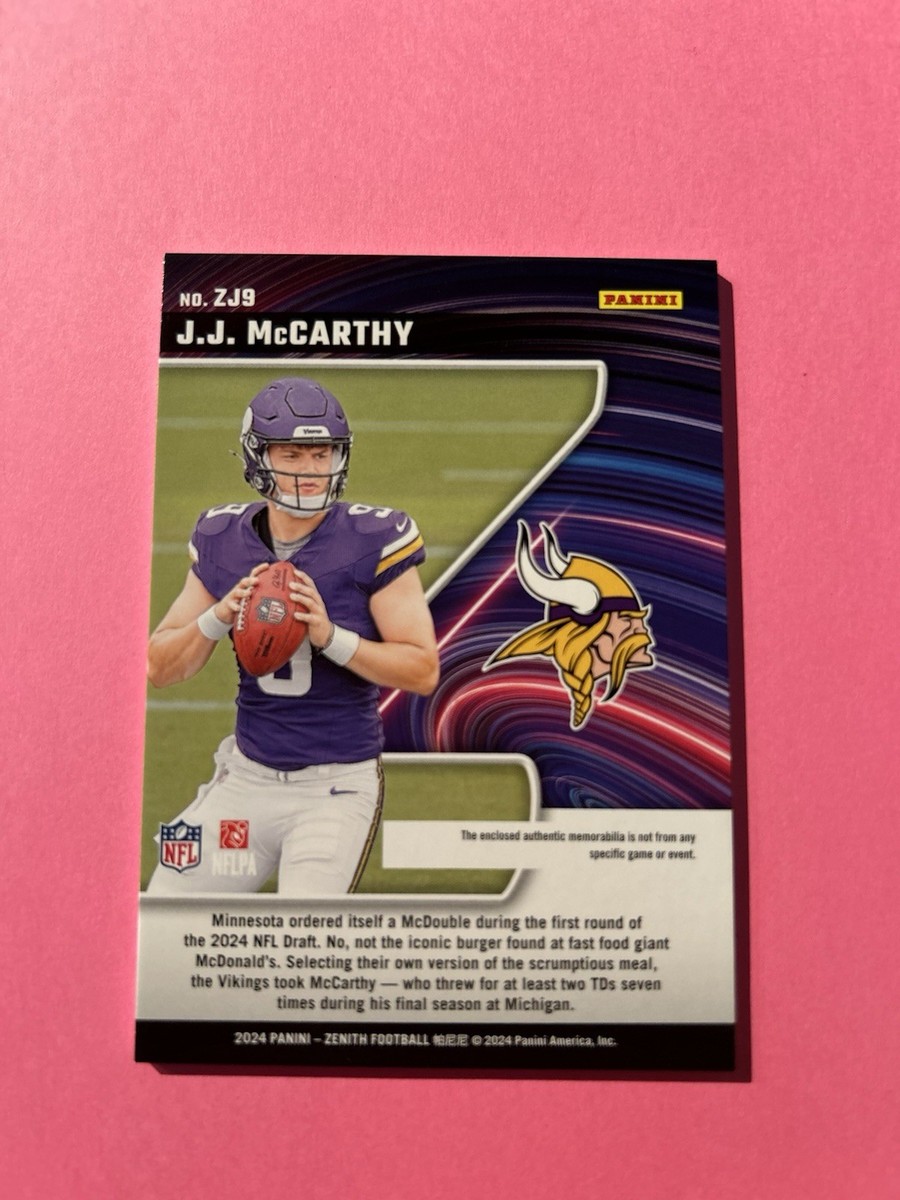 2024 Panini Zenith J.J. MCCARTHY Z-Jersey Patch Card RC Rookie