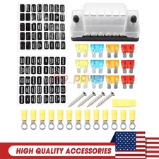 New 6 Way Blade Fuse Block Car Boat Auto Power Distribution Holder Box Kit US