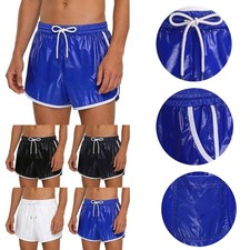 Mens Swim Trunks Shorts Drawstring Waterpoof Wet Look Underwear Boxer Briefs