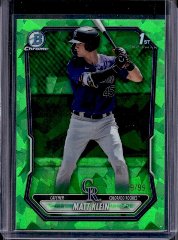 2026 Bowman Sapphire Matt Klein Chrome Green Refractor 1st Prospect #/99 Rockies