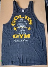 Vintage Gold s Gym Shirt Men Medium Single Stitch Muscle Tank Top 70s Maine
