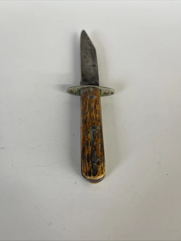 Antique Wade & Butcher Sheffield Fixed Blade Knife 5.25” Stag Handle As Is - Image 3 of 4