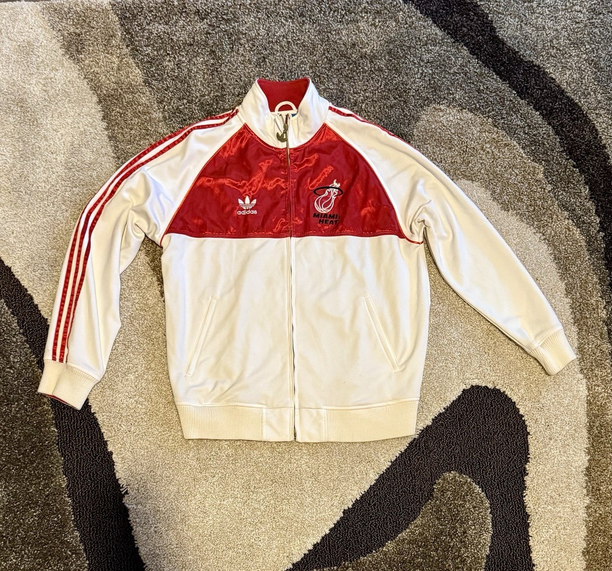 Vintage Mitchell & Ness Adidas Miami Heat NBA White Red Track