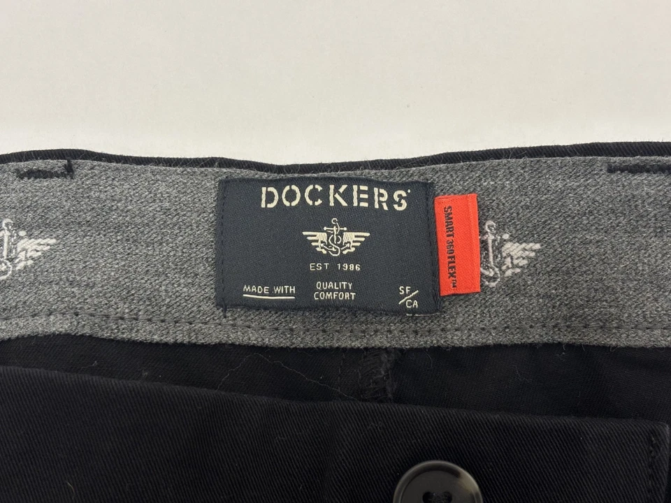 Dockers Workday Khakis Athletic Fit Mens Pants Black Twill Tapered Leg 52x30 NWT - Image 3 of 4