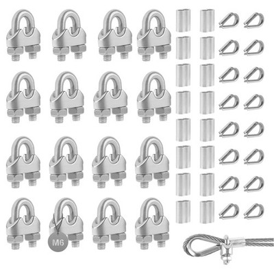 16 Wire Rope Clamp, 6 mm Rope Clamp, Steel Rope, Stainless Steel Bow Shape, W...