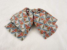 Vintage Handmade Silk Like Fabric Bow Pin Retro Geometric Statement Bow 6  