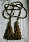 antique GOLD METALLIC Ornate Bullion DRAPE TIEBACK 10" TASSELS 77" Braided Rope — photo 2