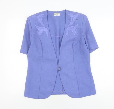Monti Damen lila Bluse Größe 12 Kurzarm V-Ausschnitt