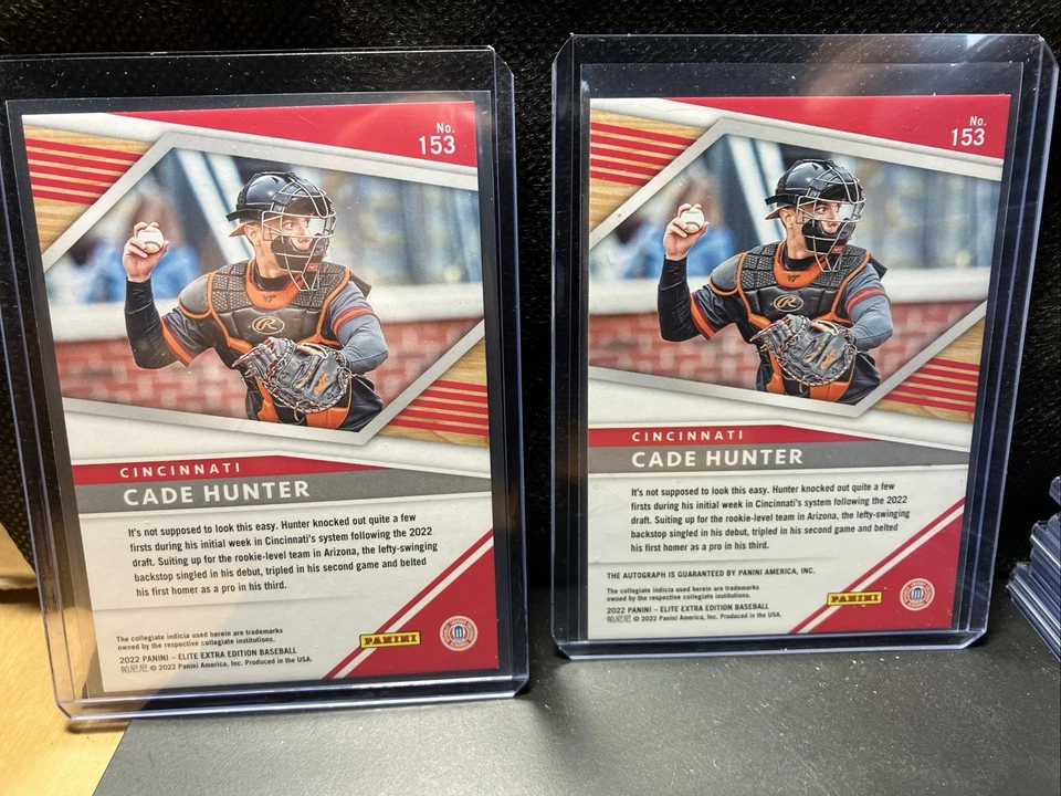 2022 Panini Elite Extra Edition Cade Hunter 2card Lot Reds Autograph /499 #153 - Image 2 of 4