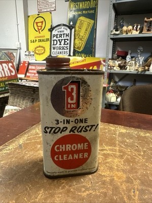 Extrem seltene Vintage 3-IN-1 Stop Rost Chrom Reiniger Dose ER Howard Ltd