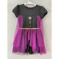 Disney Frozen II Anna Costume Dress Kids XS 4/5 Black Purple Princess Tulle