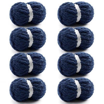 Chunky Yarn for Hand Knitting, Blue Chenille Large, Navy