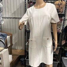 NWT Eliza J White classy box fit with scoop neckline Midi Dress with Pockets