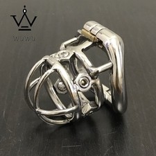 Stainless Steel Male Chastity Device Small Cage Men Metal Lock Belt Screws CC149