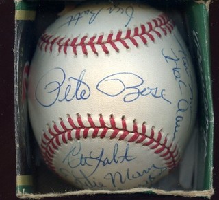 Autographed Baseball 15 Hall of Famers