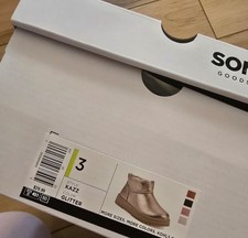 Sonoma Goods For Life Kazz Big Girls 3 Ankle Boots Gold Glitter Faux Fur Lining
