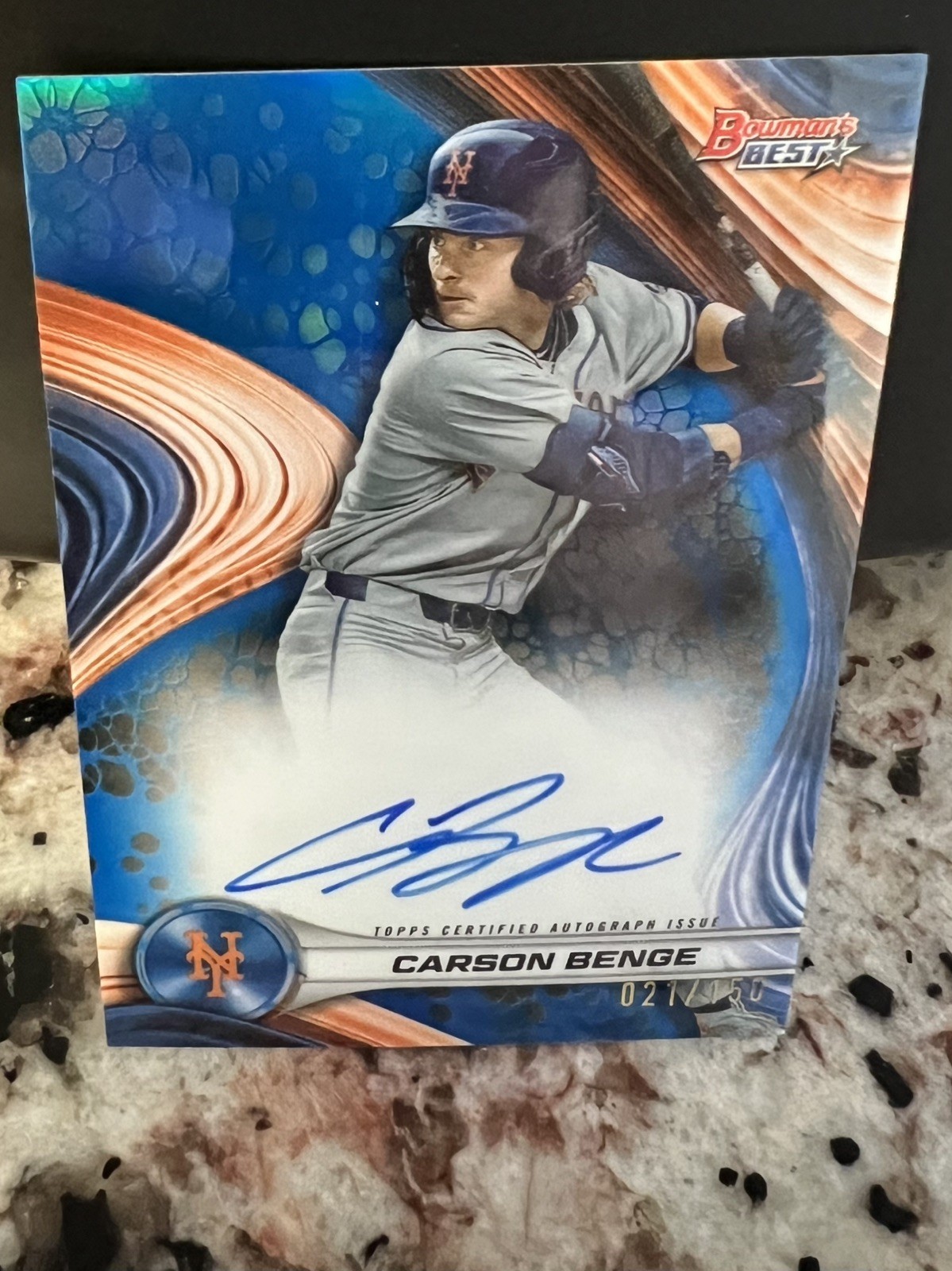 2024 Bowmans Best Carson Benge Blue Refractor Auto 021/150 Mets