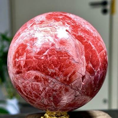 277G Natural Beauty Pink Peach Blossom Stone Ball Spiritual Crystal Ball Healing
