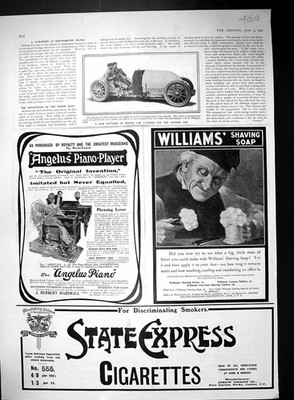 Alter 1905 Rennwagen Gordon Cup Zigaretten Williams Rasierseife Engel 20.