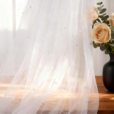 White Pearl Table Runner,29.5 X 120 Inch Tulle Runners Gauze Table Runner 10Ft,P