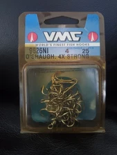 VMC Size 4 Gold Fish Hooks 9626NI O'Shaugh 4x Strong 25Ct NOC