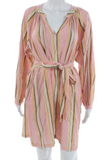 Xirena Womens Multicolor V-Neck Long Sleeve Shift Dress Knee Length Size XS