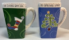 Set of 2 Christmas Ceramic Mugs Bella Casa by Ganz