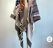70 cashmere 30 silk leopard print double side printed square Wrap shawl 51''
