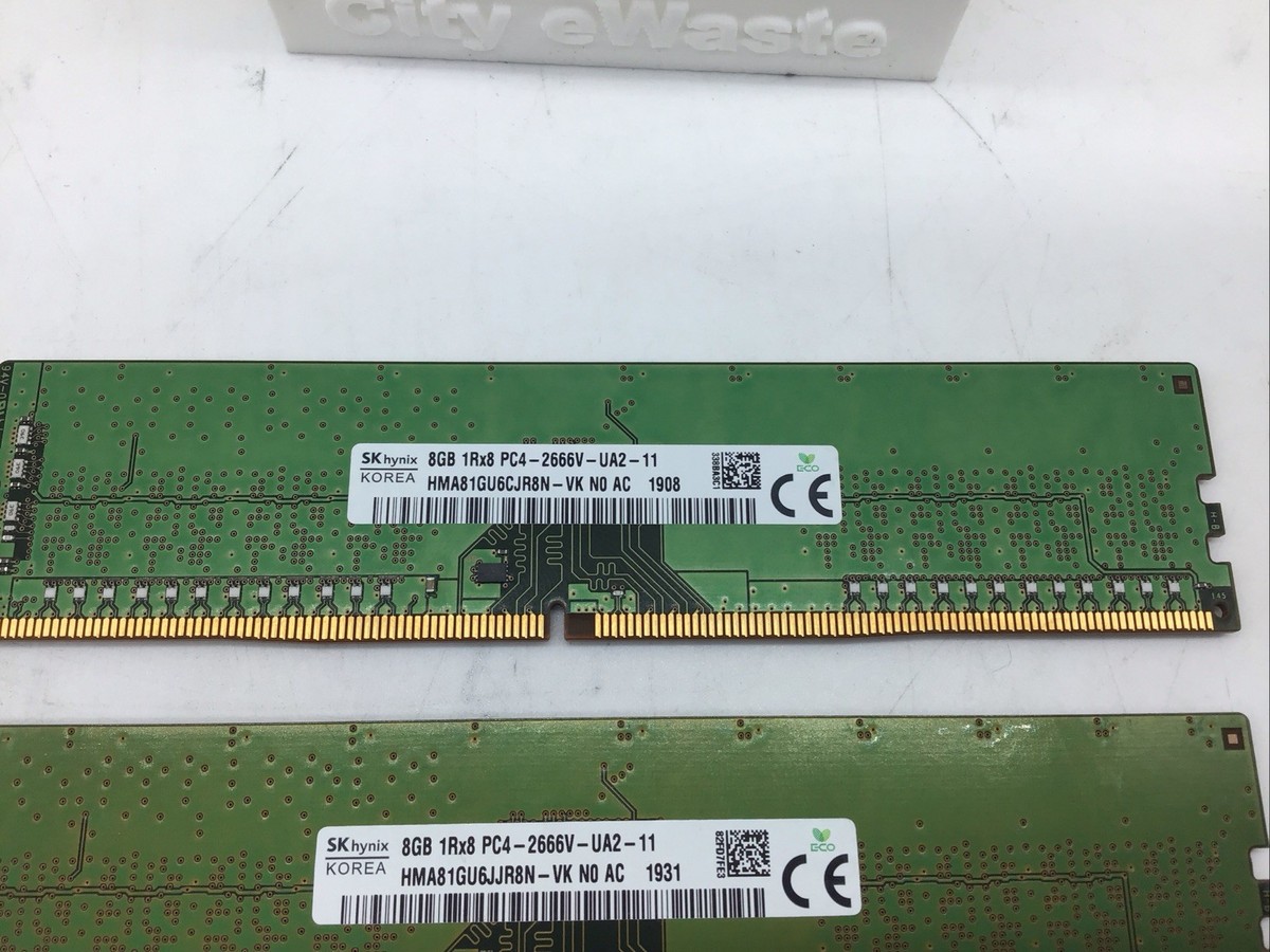 Pair SK Hynix 2X 8GB (16GB) DDR4 SDRAM PC4-2666V UDIMM 2666MHz 288