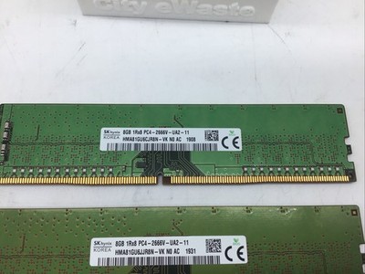 Pair SK Hynix 2X 8GB (16GB) DDR4 SDRAM PC4-2666V UDIMM 2666MHz 288