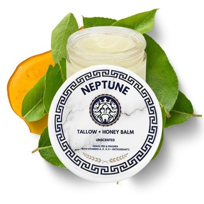 Tallow and Manuka Honey Balm 2 Oz, Unscented, Grass Fed - Face Cream, Body